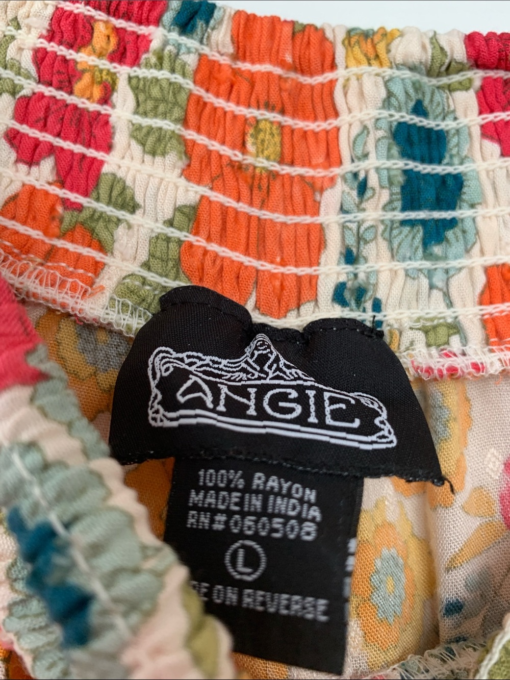 Angie Multicolor Floral Smocked Waist Skirt - Picture 2 of 5